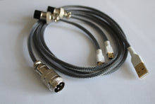 Load image into Gallery viewer, Asceny Double Sleeved Custom Keyboard Cable with Aviator Adapter, Fits Both Type-c and USB-Mini Mechanical Keyboards (Black)